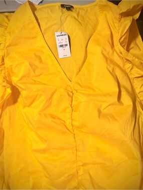 Express Bright Yellow v Neck Top